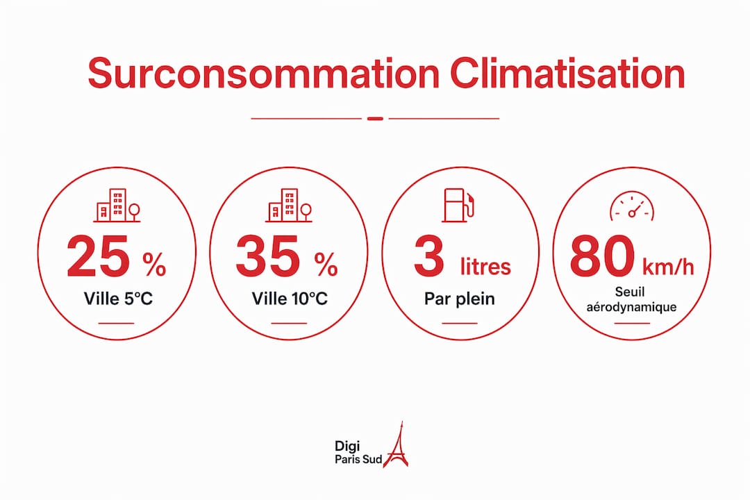 Infographie : quel impact de la climatisation sur la consommation de carburant ?