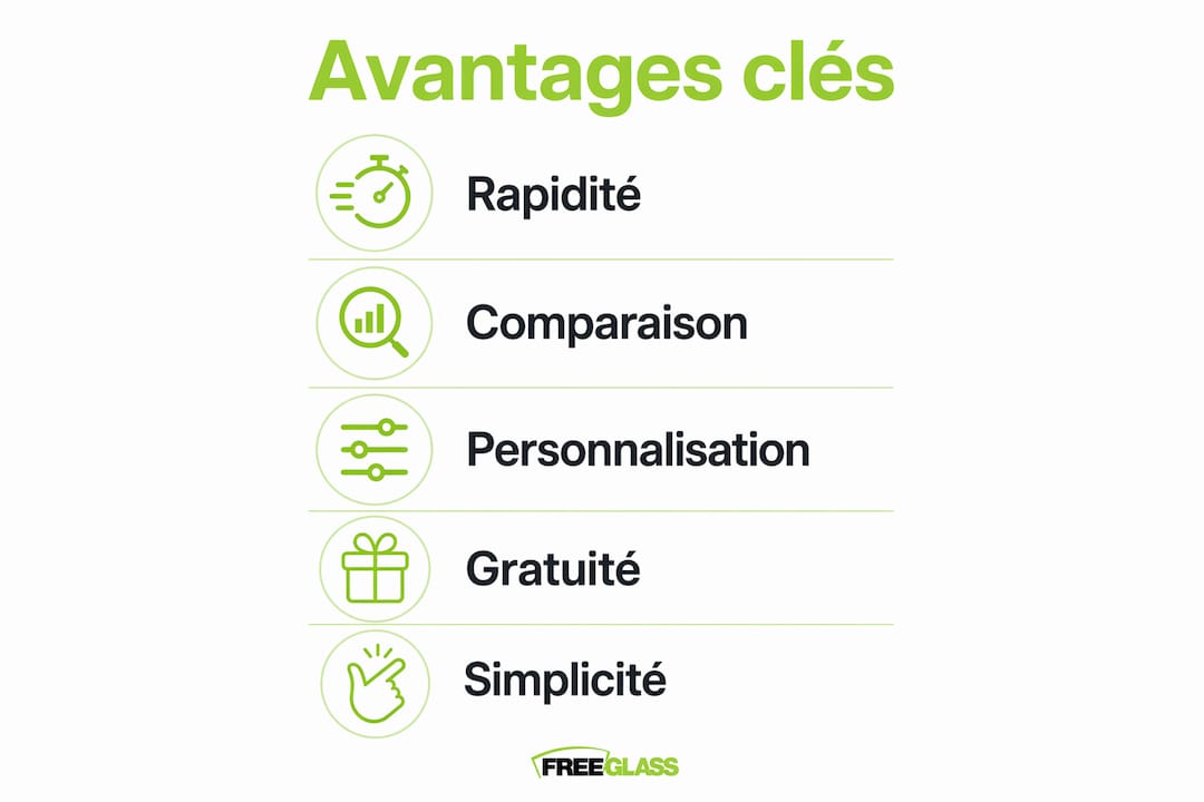 Visuel présentant les principaux atouts des demandes de devis en ligne