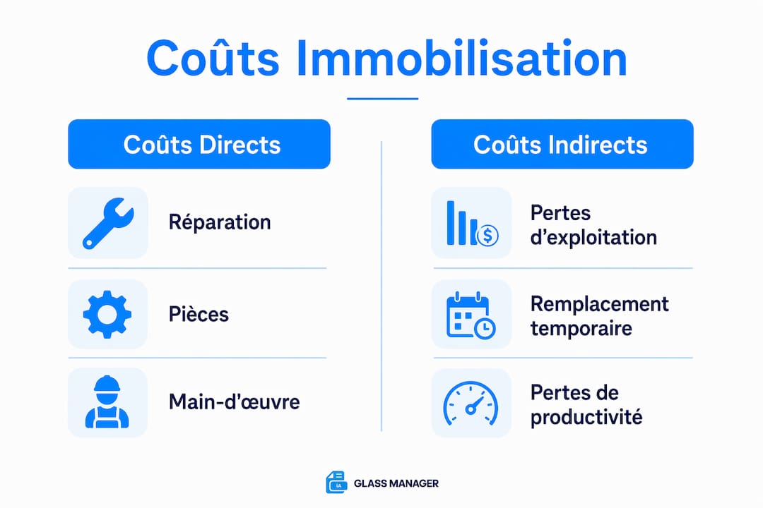 Infographie : comparaison entre les coûts directs et les coûts cachés liés à l’immobilisation