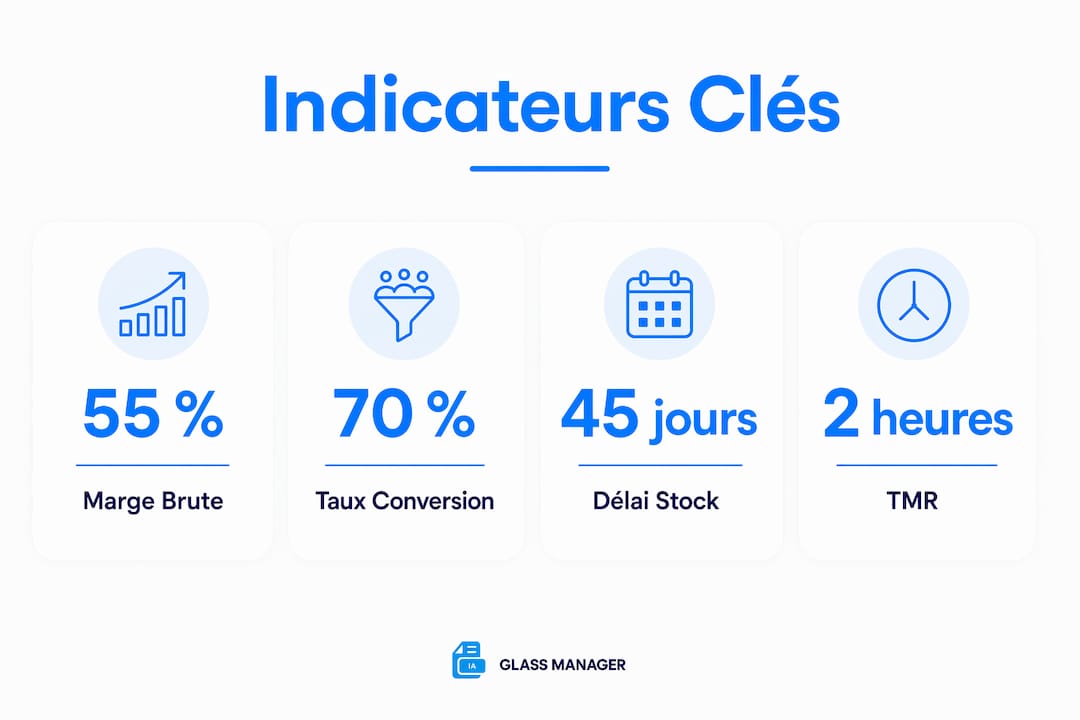Infographie présentant les principaux indicateurs financiers d’un garage