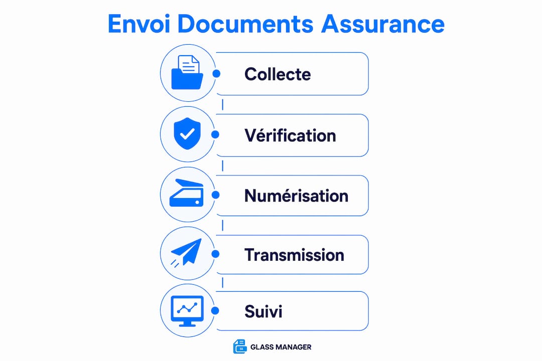 Infographie : étapes à suivre pour transmettre vos documents lors d'une déclaration de bris de glace à l'assurance
