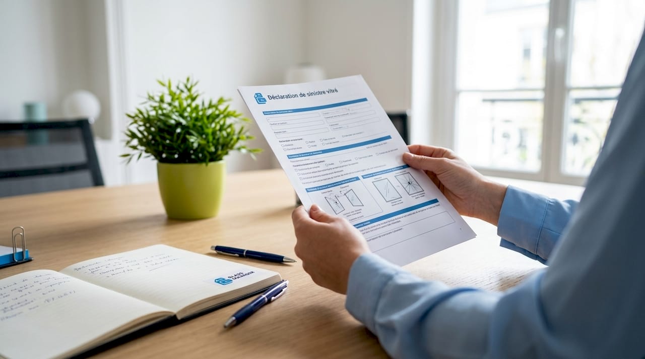 Des mains tiennent un formulaire de déclaration d’assurance