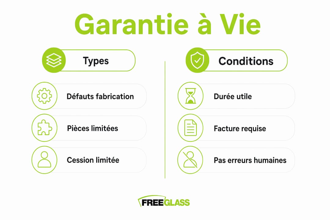 Infographie : panorama des différentes garanties à vie et de leurs conditions