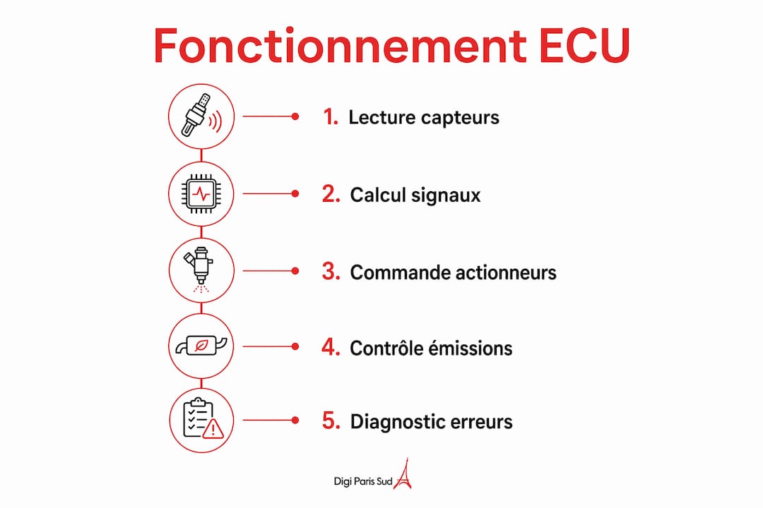 Découvrez en image les différentes étapes du fonctionnement d’un ECU, expliquées de façon claire et visuelle.