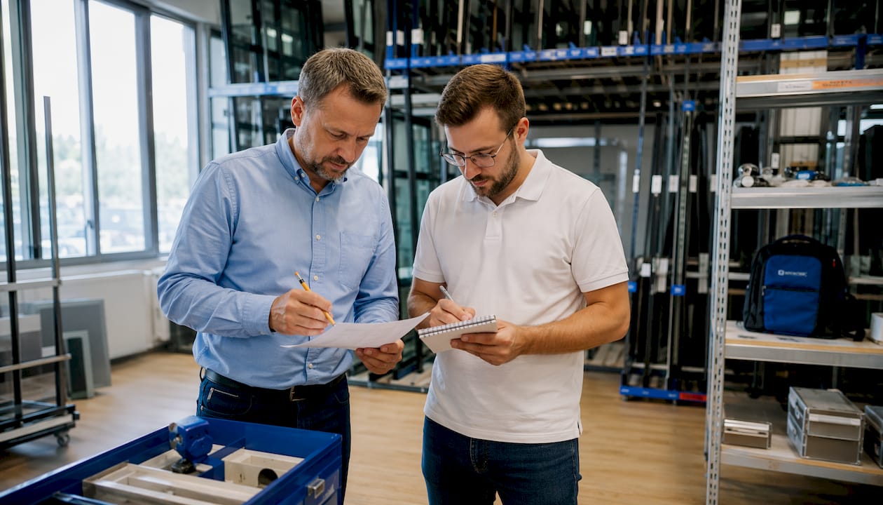 Contrôle des stocks réalisé conjointement par le technicien et le magasinier