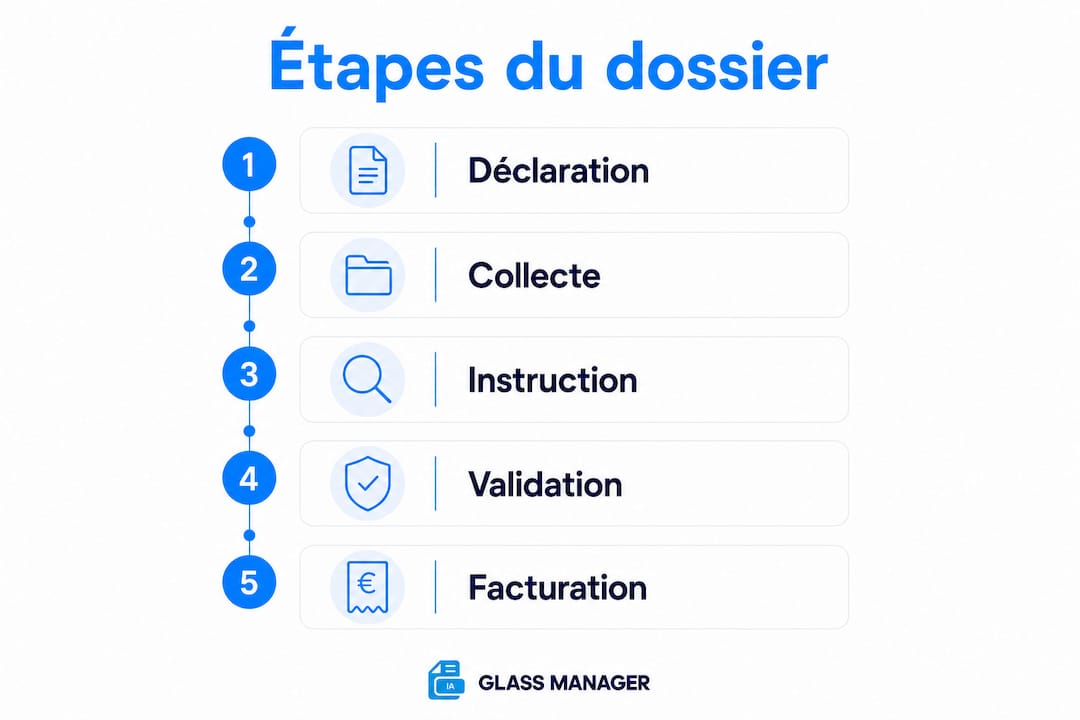 Découvrez en image les différentes étapes à suivre pour constituer votre dossier en cas de bris de glace.