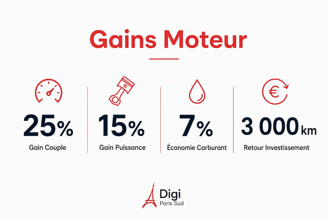 Découvrez en un coup d’œil les bénéfices chiffrés de la reprogrammation moteur grâce à cette infographie.