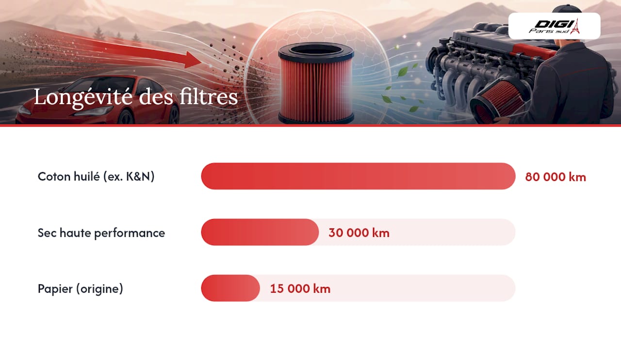 Schéma comparatif des différents modèles de filtres à air