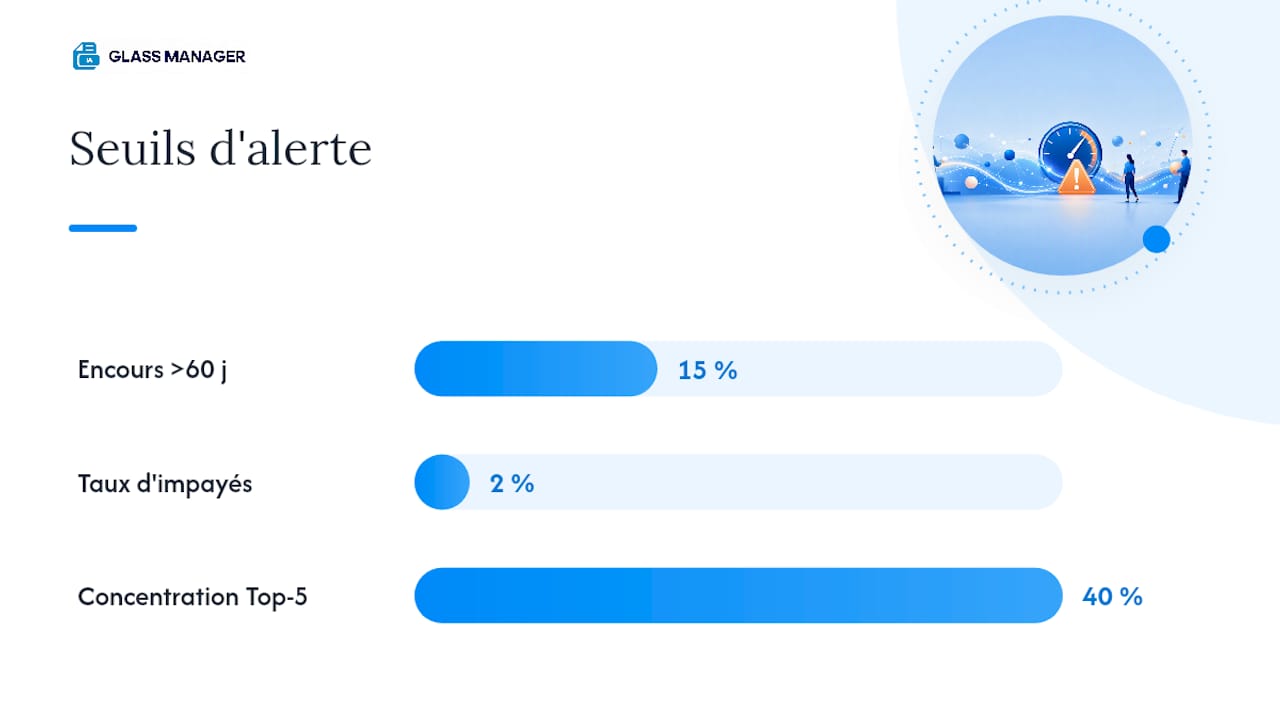 Vue d’ensemble des indicateurs clés de performance et des seuils d’alerte pour le pilotage du DSO