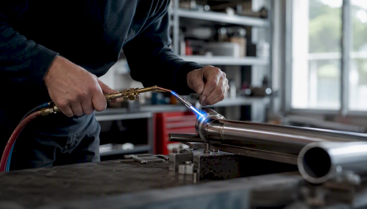 Réalisation sur mesure de soudures sur lignes inox en atelier