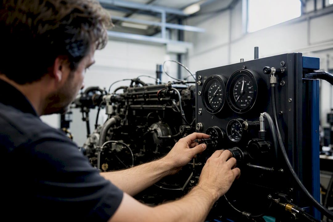Ingénieur réalisant un diagnostic moteur