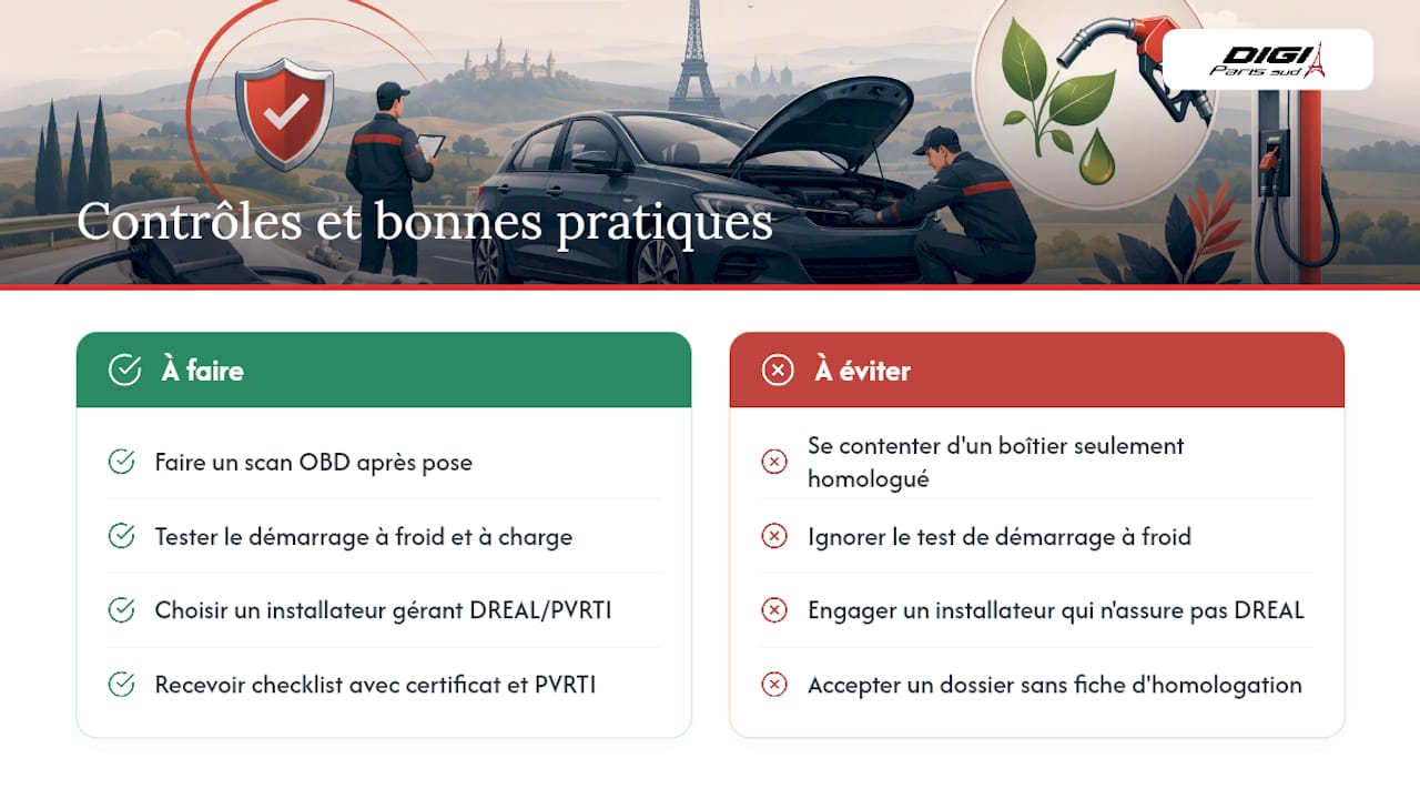Quels contrôles techniques mènent les motoristes avant de valider une installation ? — overview diagram