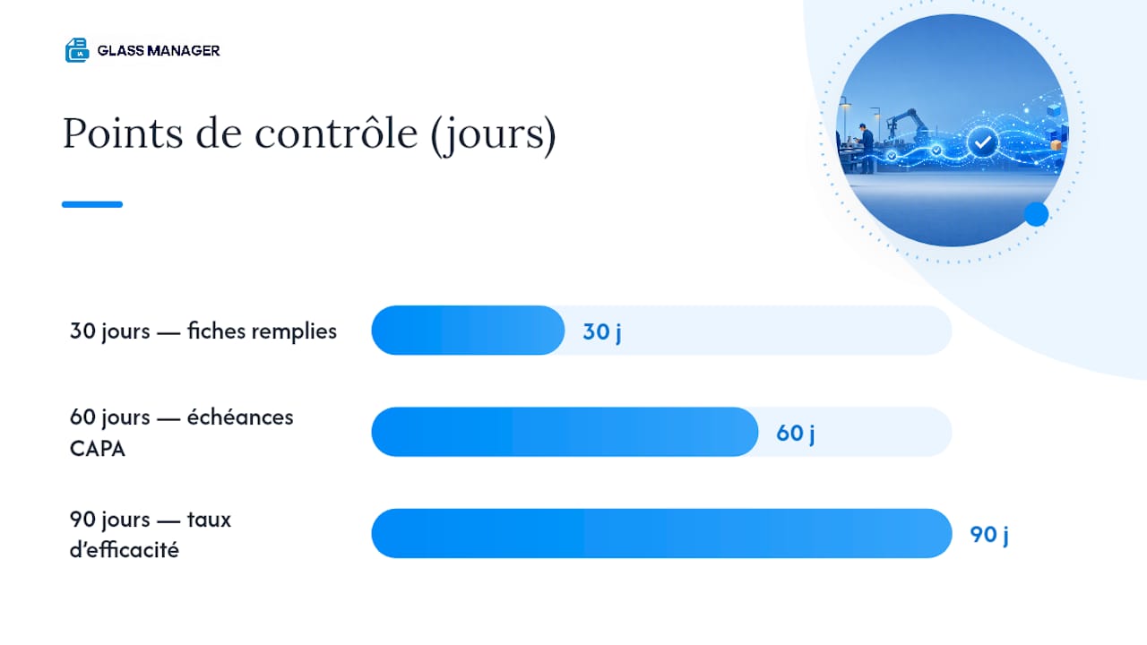 Planning de déploiement qualité à 30, 60 et 90 jours