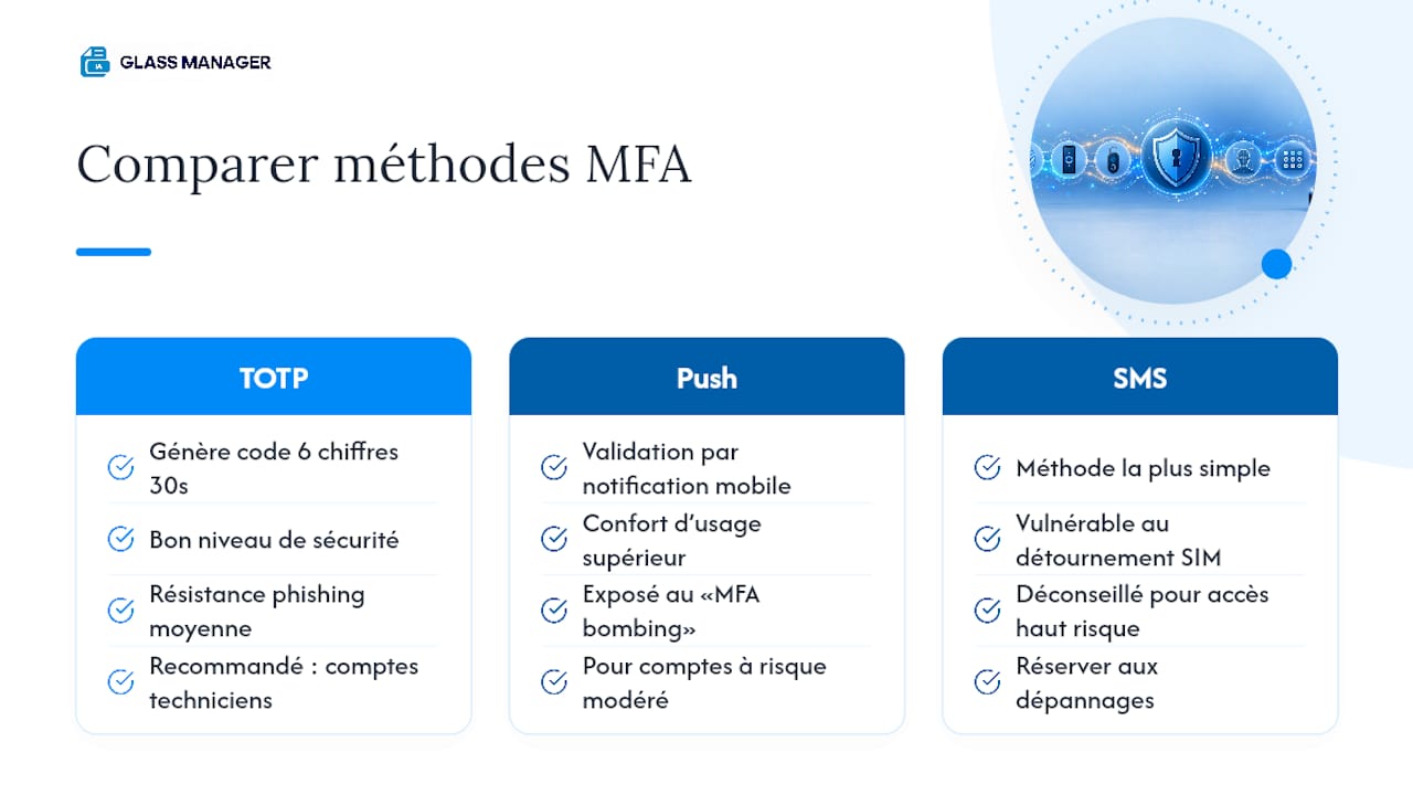 Comparaison des méthodes MFA pour garage