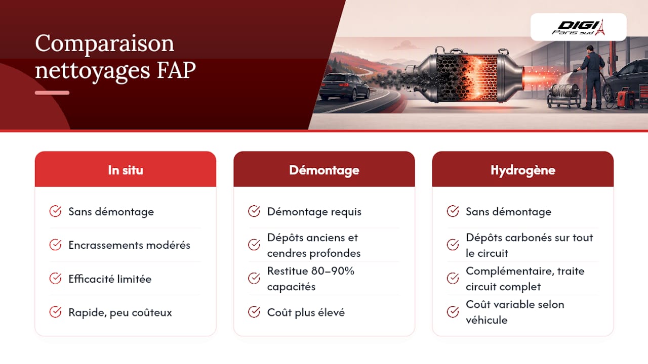 Comparaison des trois méthodes de nettoyage du FAP