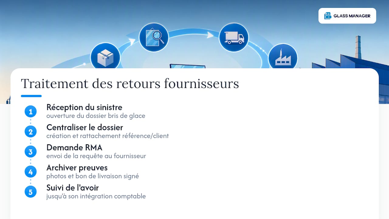 Automatisez vos retours fournisseurs avec Glass Manager — overview diagram