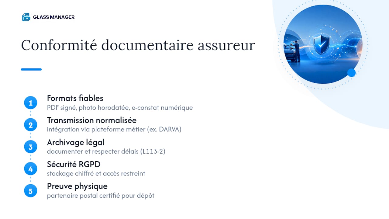 Formats de preuves acceptés par l'assureur