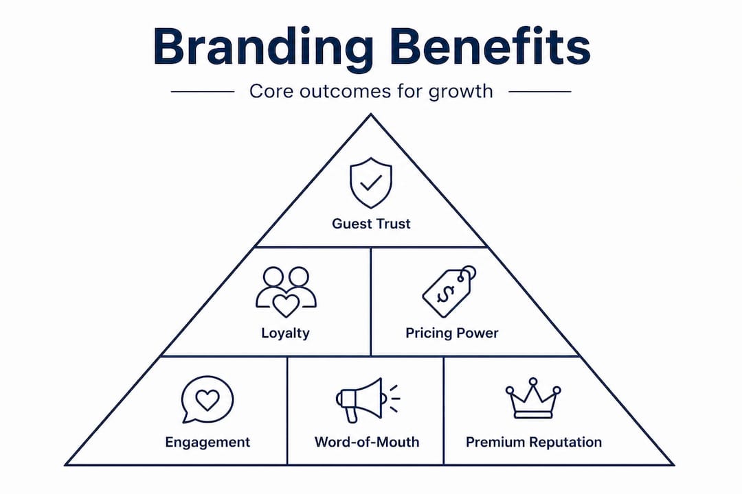 Hierarchy infographic depicting core branding benefits
