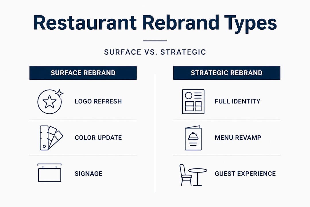 Infographic comparing types of restaurant rebrands
