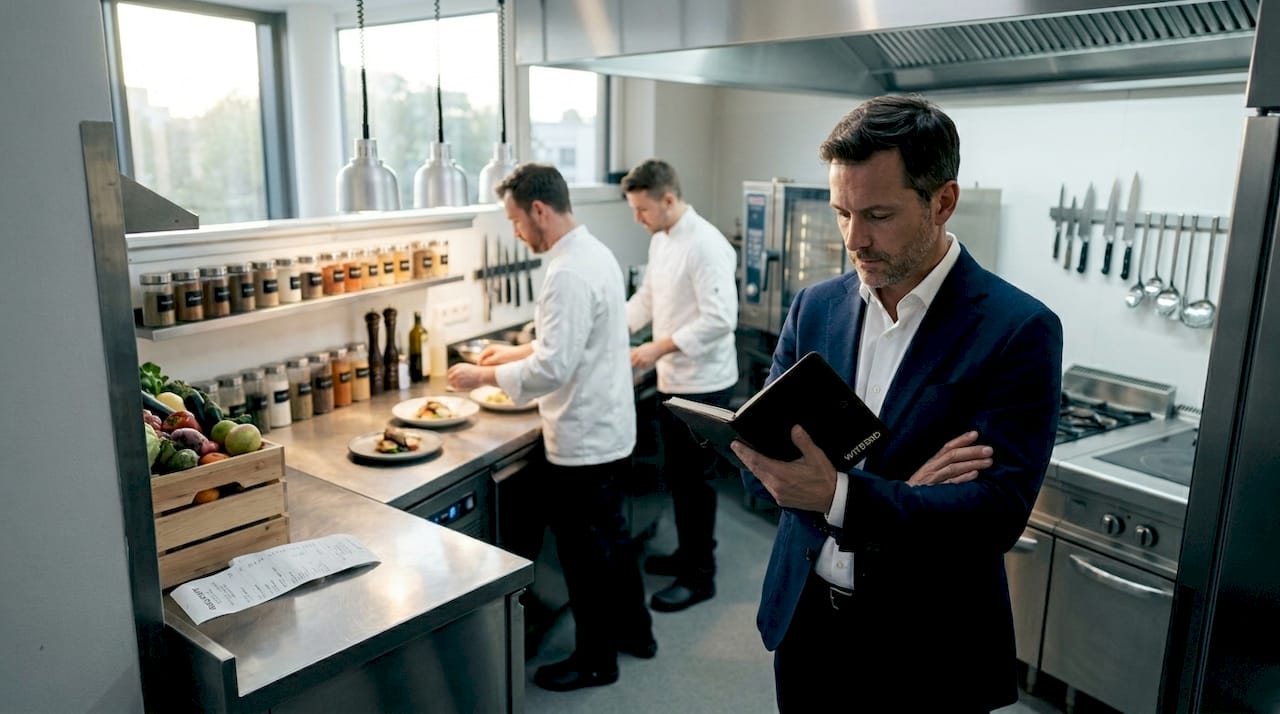 Restaurant manager observing dining room operations