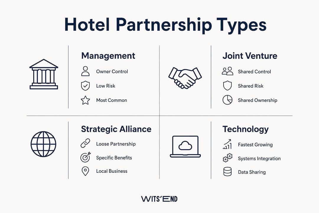 Infographic comparing four hotel partnership types