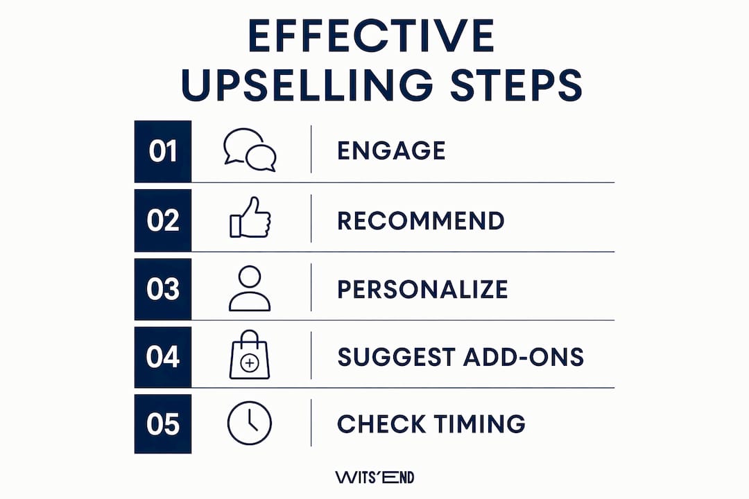 Infographic showing effective upselling steps