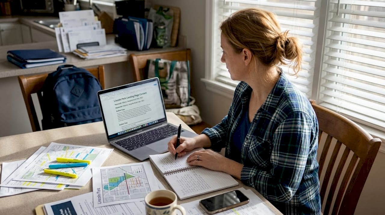 Business owner creating Chicago neighborhood web page
