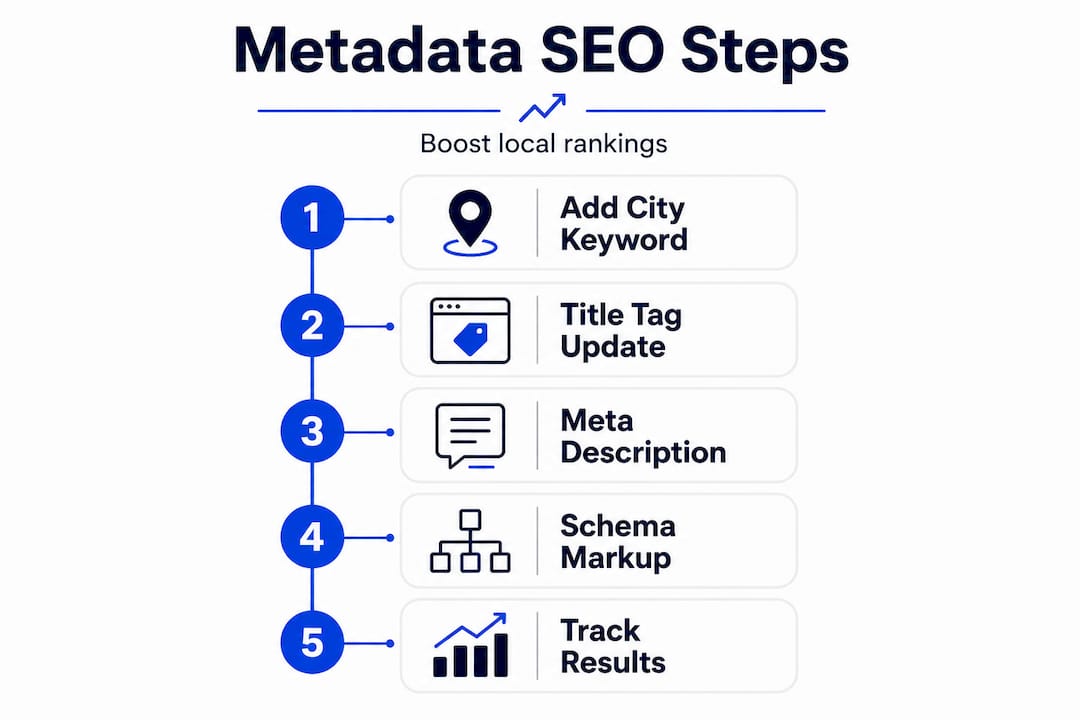 Infographic showing steps of metadata SEO impact