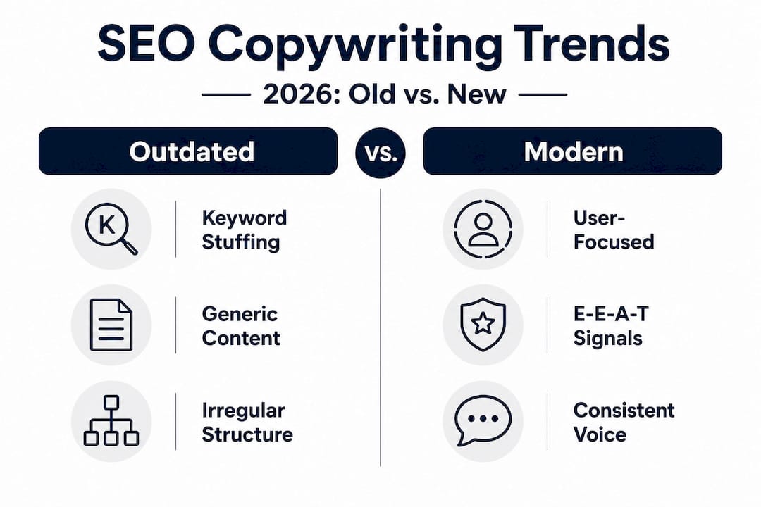 Infographic comparing old vs new SEO writing