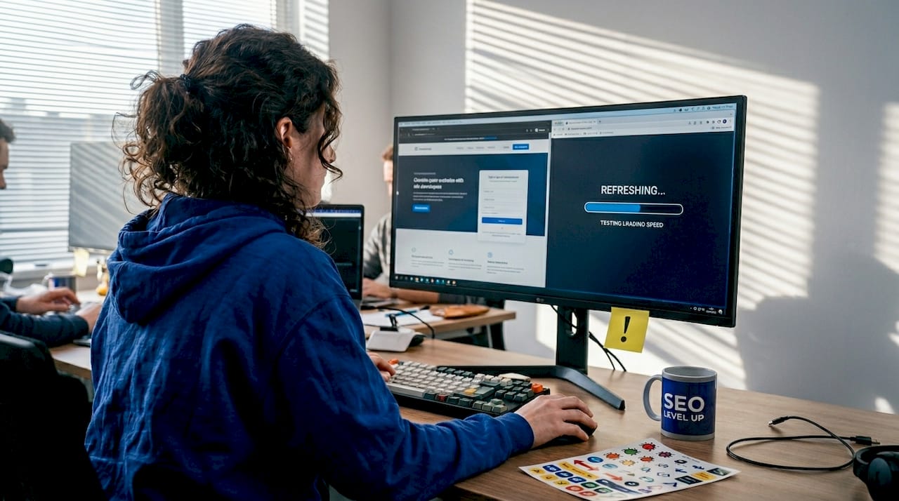 Web developer testing site loading speed