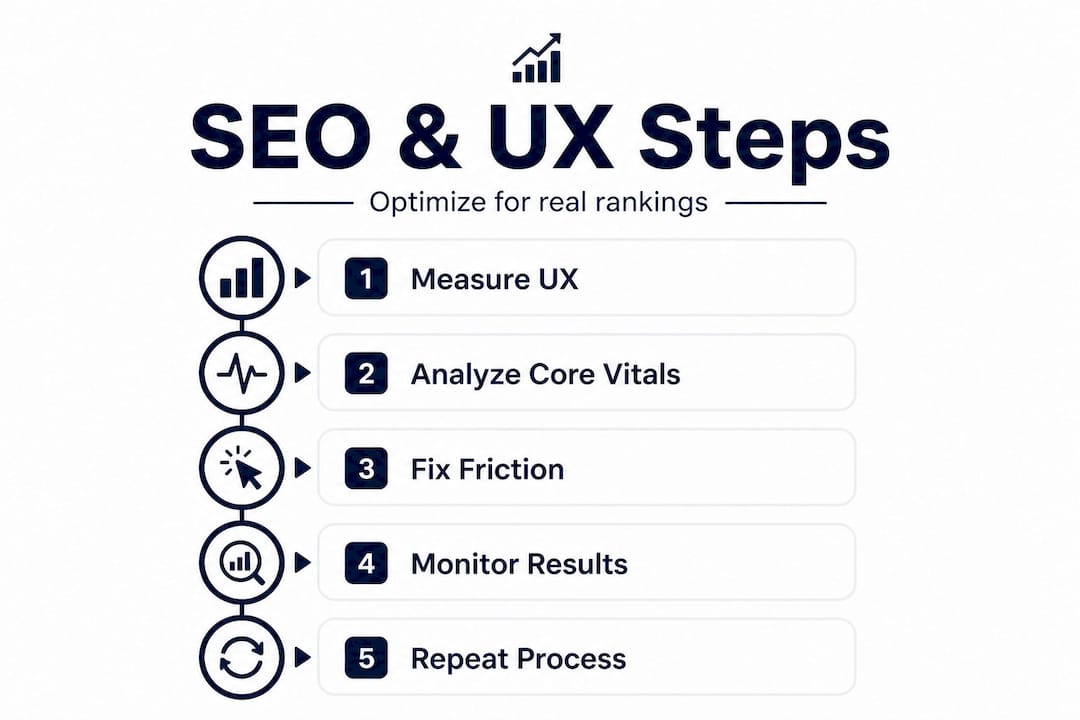 Infographic showing SEO and UX optimization steps