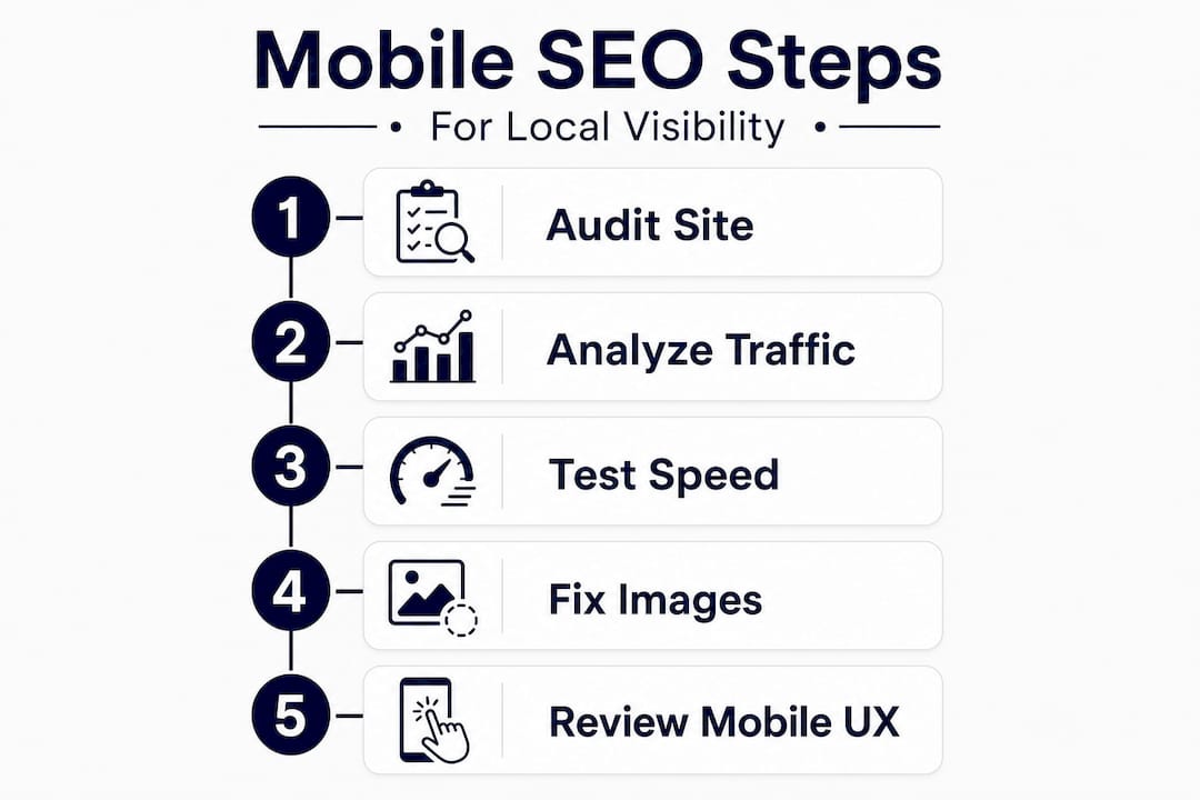 Infographic of mobile SEO steps for local results