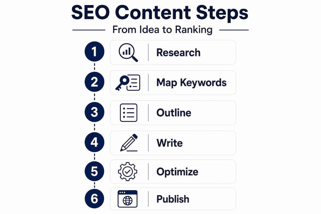 Infographic showing SEO content process steps