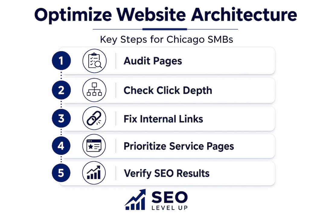Infographic outlining steps for website architecture optimization