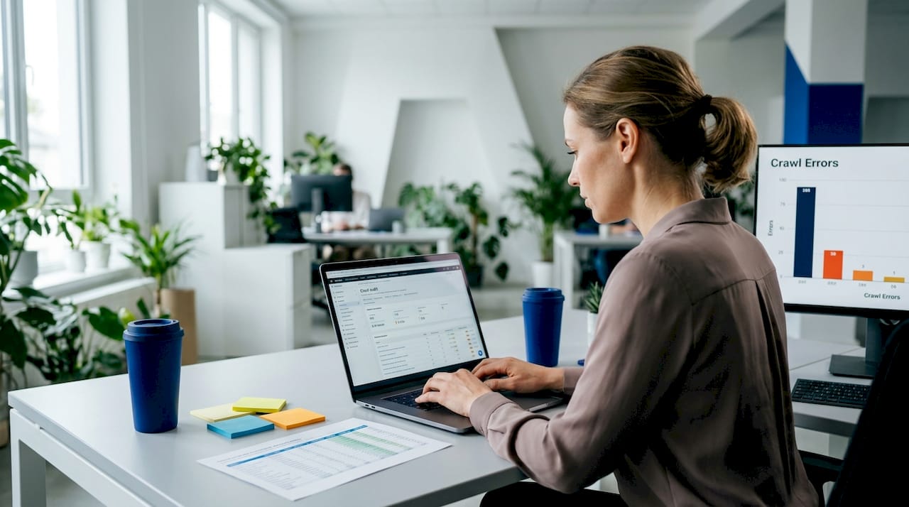 SEO specialist reviewing site crawl errors