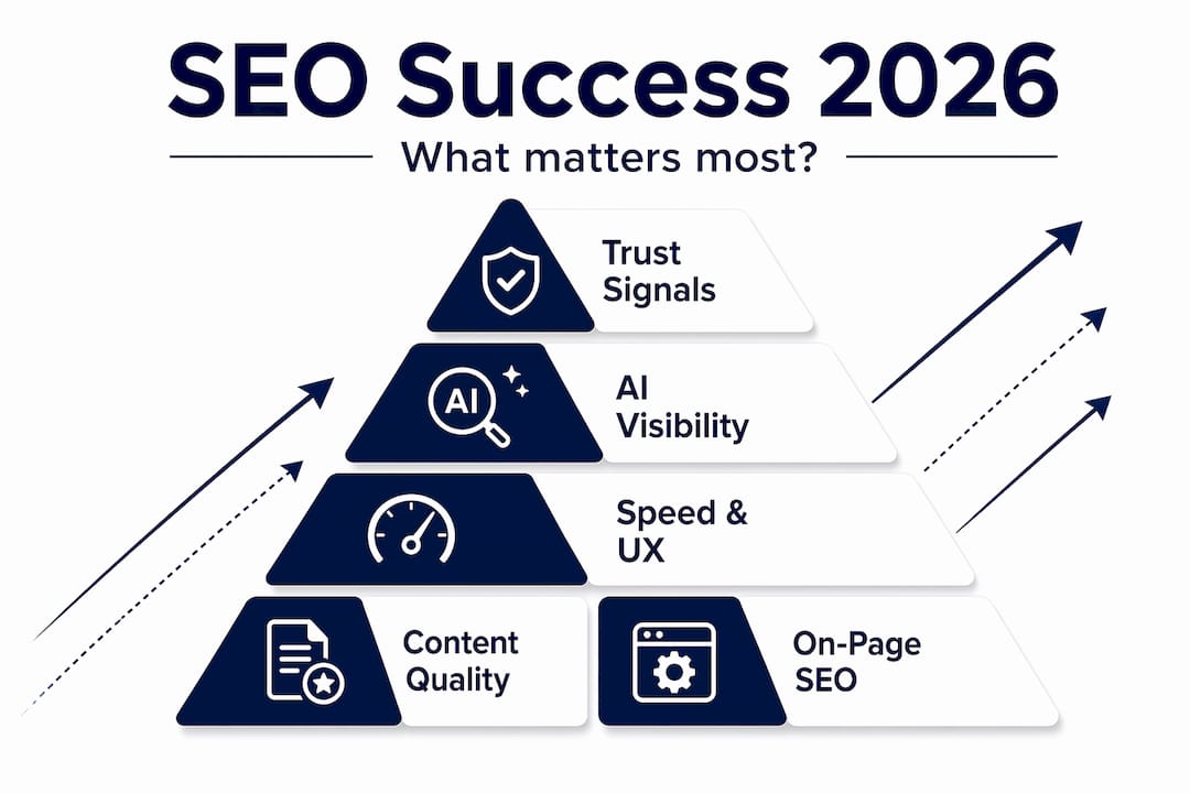SEO ranking factors pyramid with four tiers