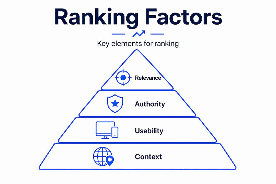 Hierarchy graphic of core ranking factors pyramid