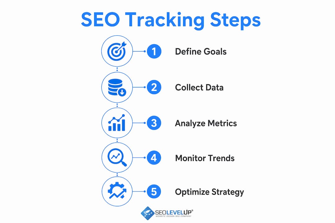 Infographic outlining SEO performance tracking steps