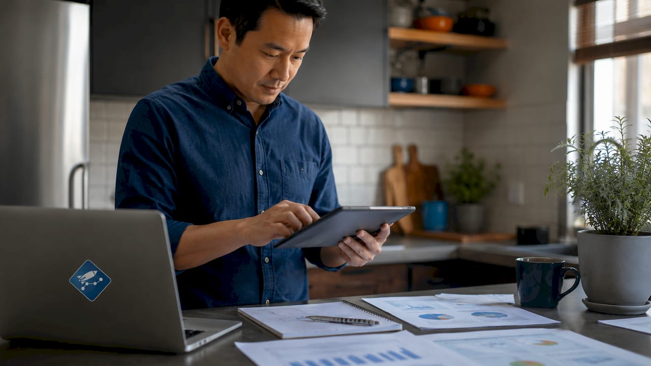 Person reviewing website analytics dashboards