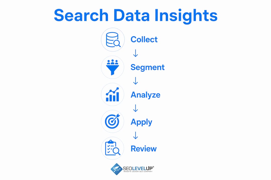 Infographic showing steps to use search data effectively