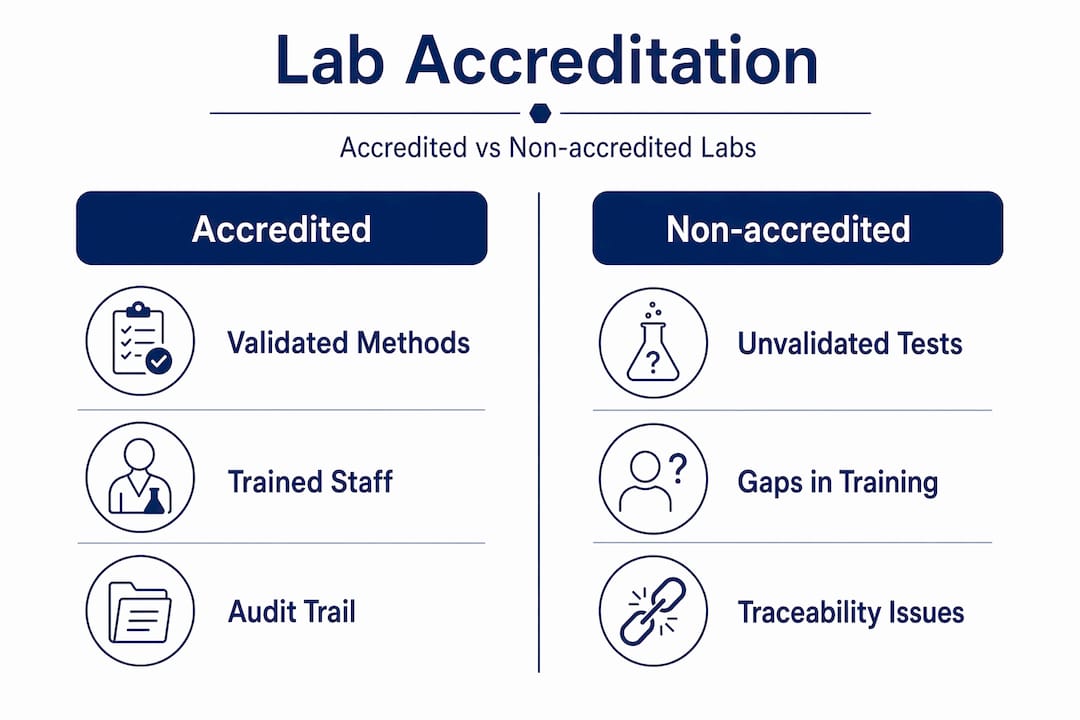Infographic comparing accredited and non-accredited labs