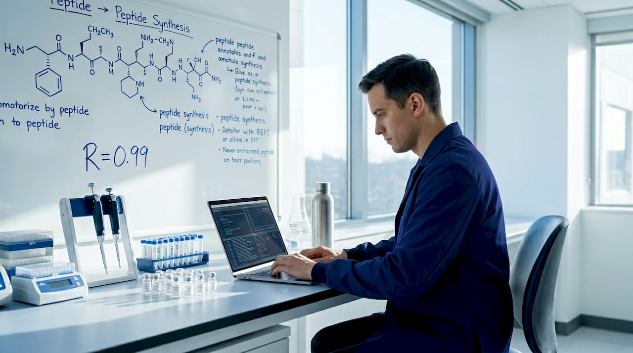 Scientist working in peptide lab