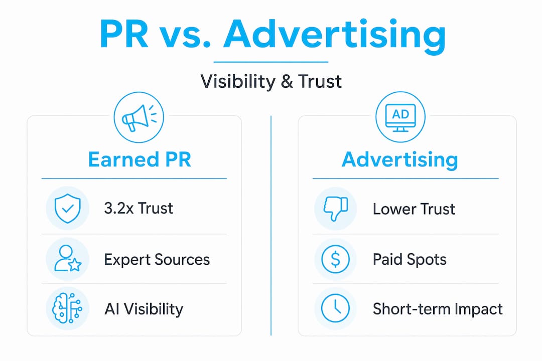 Infographic comparing PR and advertising for law firms
