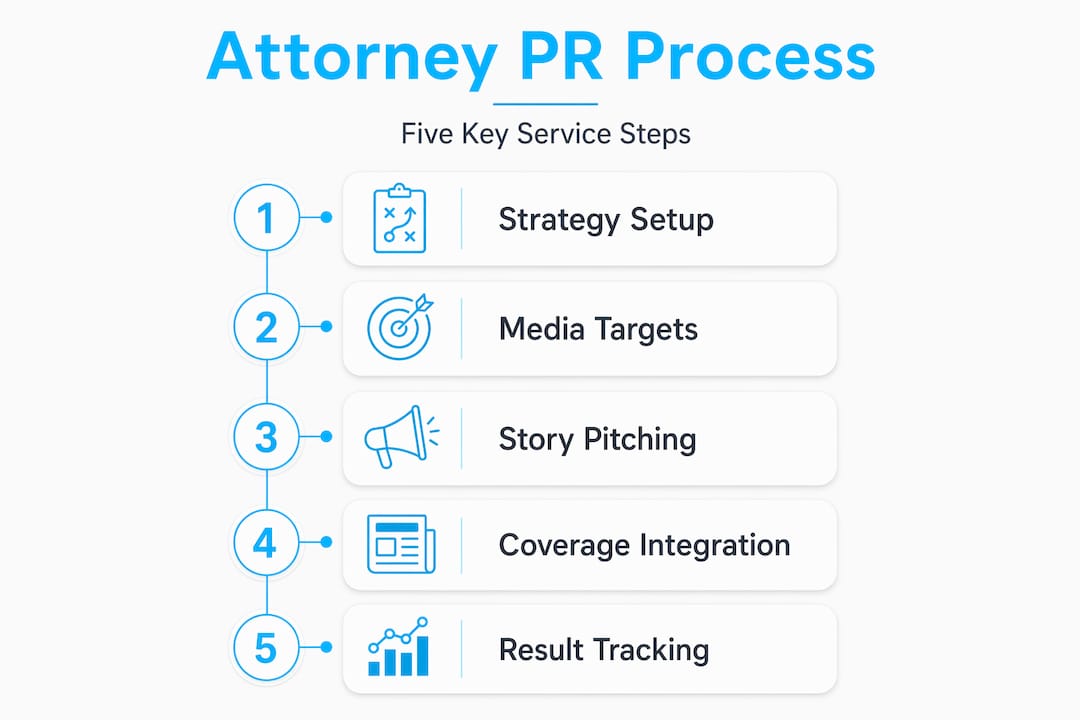 Infographic outlining PR process for attorneys
