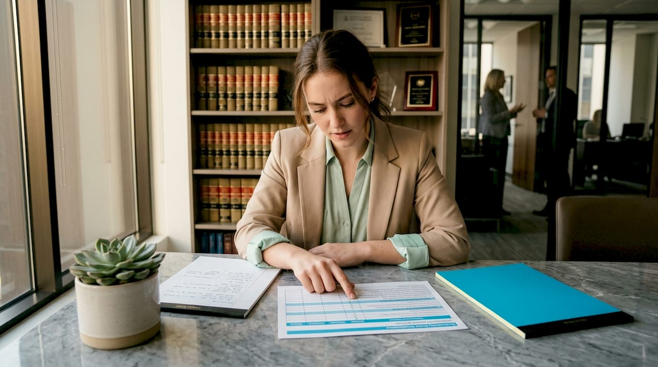 Lawyer preparing CSR strategy at large table