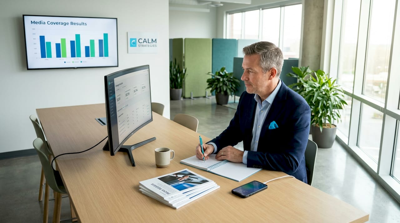 PR manager measuring press release campaign results