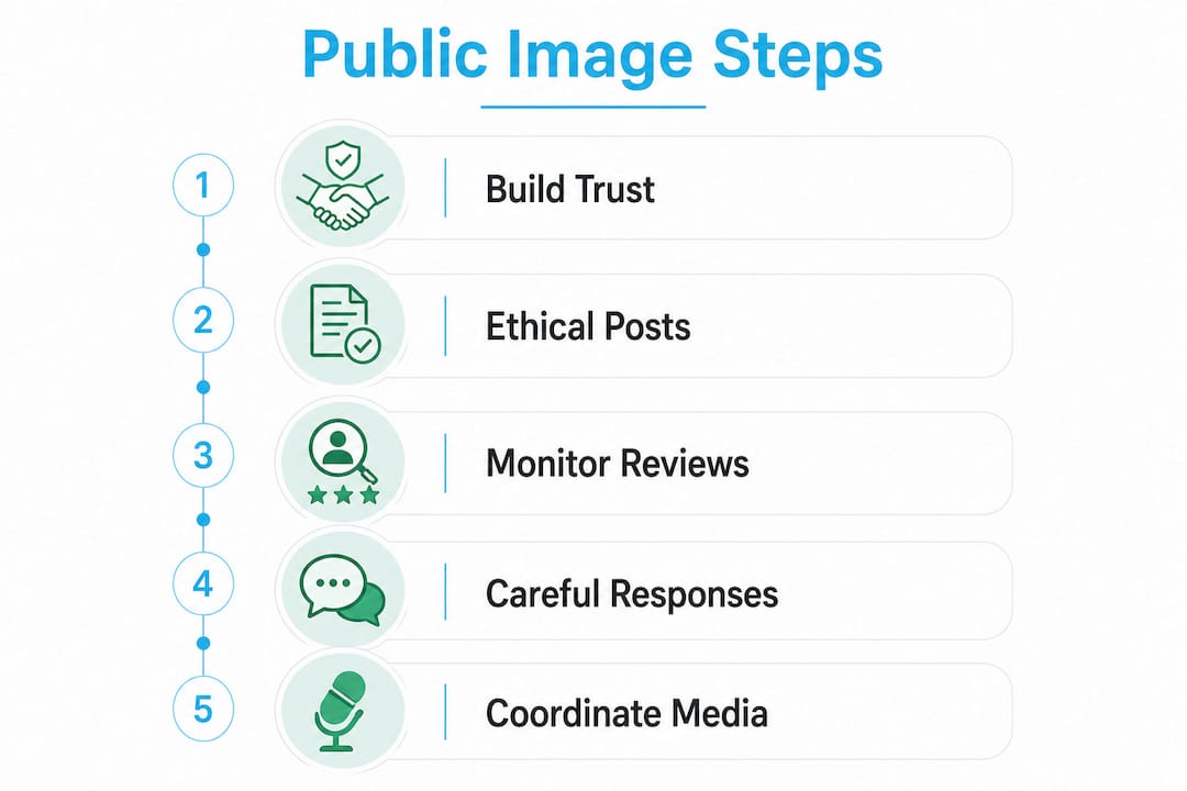 Infographic outlining attorney public image management steps