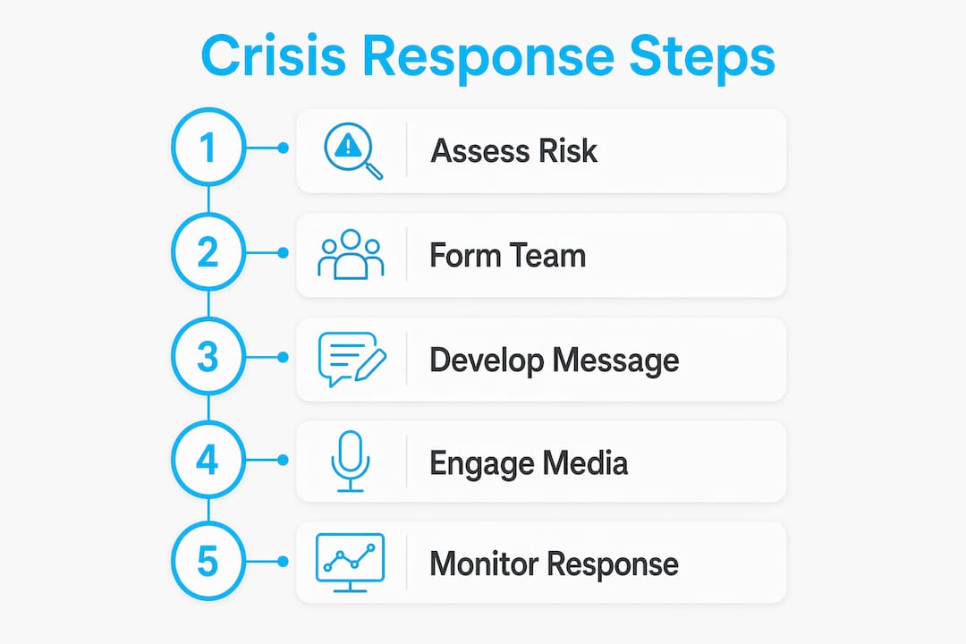 Infographic outlining attorney crisis communication steps