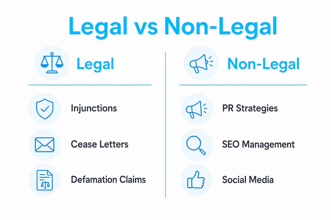 Infographic comparing legal and non-legal reputation management