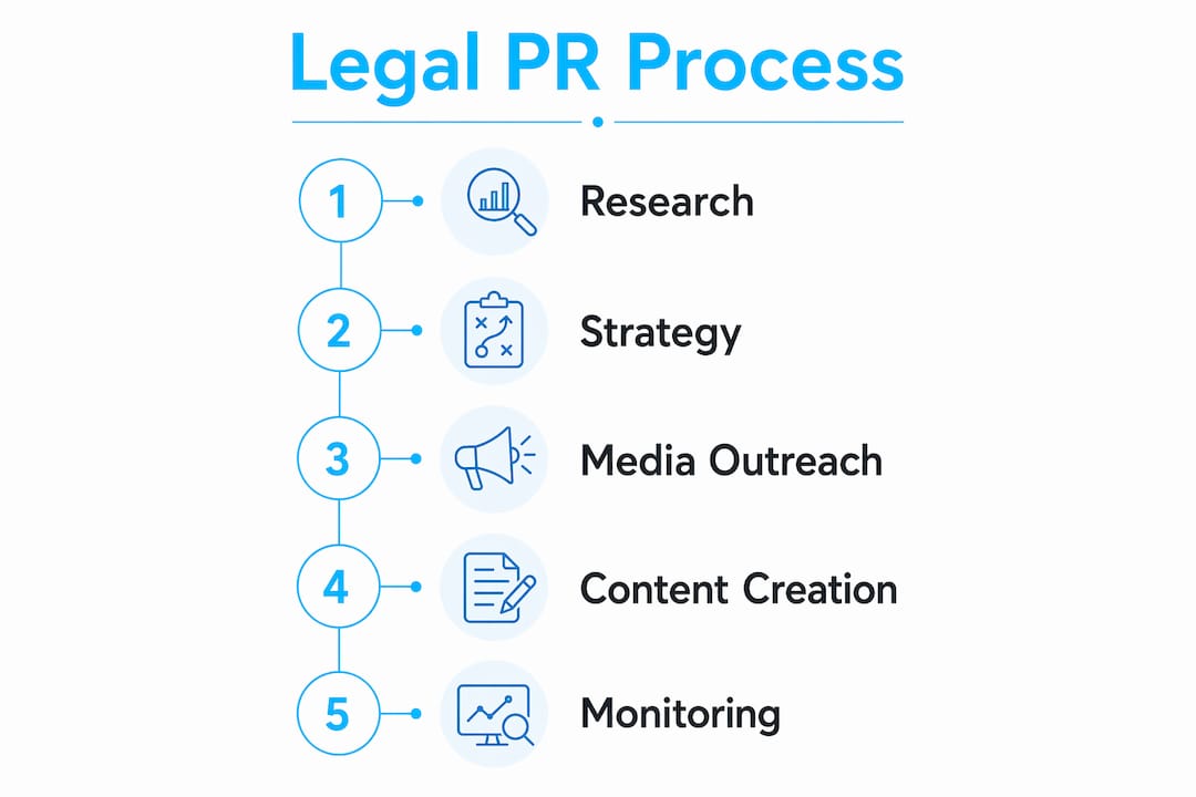 Infographic outlining the legal PR process steps
